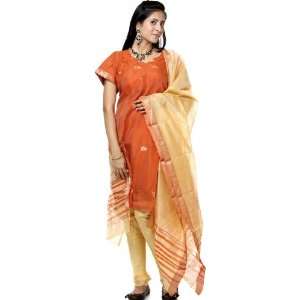   Suit with Bootis Woven in Golden Thread   Cotton Silk 