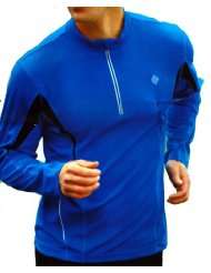 blue men s reflective zipper mockneck running winter jersey