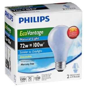  EcoVantage 72 Watt 2 Pack Natural Light Halogen Light Bulbs 