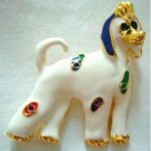   Tone Multicolor Afghan Hound Dog Puppy Pin Brooch 