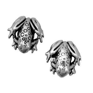    Sterling Silver Earrings Posts Studs Tiny Frog Frogs Toad Jewelry