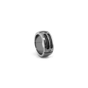  ZALES Grey Titanium Double Cable Ring with Enhanced Black 