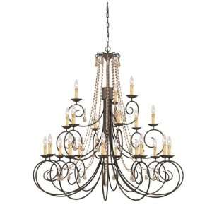  SOHO Natural Wrought Iron Chandelier Accented with Golden 