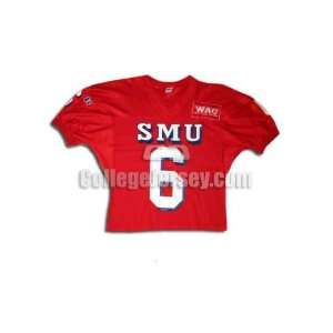  Red No. 6 Game Used SMU Russell Football Jersey (SIZE 44 