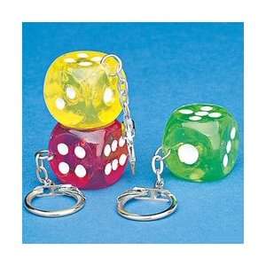  Dice Keychain 1   Large Translucent Assorted Colors (1 