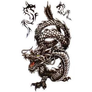   Horse Cool and waterproof black dragon tattoo sticker for men Beauty