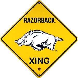  Arkansas Razorback Crossing Sign Metal Embossed 12 x 12 