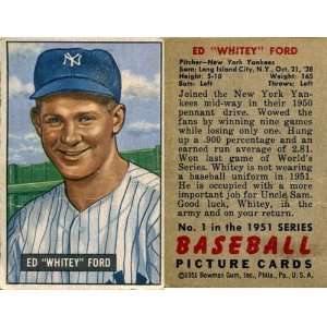  Whitey Ford Unisgned 1951 Bowman Gum Card Sports 