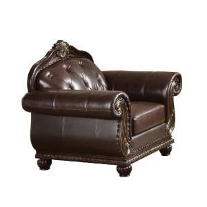  ACME Top Grain Leather Chair, Dark Brown Leather