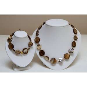  Brown Shell with Glass and Ceramic Beads 