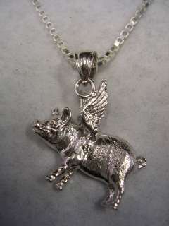 WHEN PIGS CAN FLY PIG PENDANT CHARM WITH CHAIN SILVER  