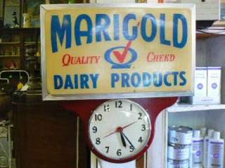 Vintage Marigold Dairy Products Advertising Clock & Lighted Sign 1950 