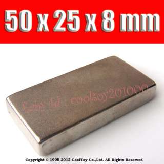Pcs 50x25x8mm Neodymium Block N48 Magnets Rare Earth Strongest Craft 