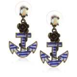 Betsey Johnson In the Navy Anchor Stud Earring   designer shoes 