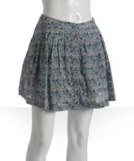 Free People grey floral Henna pleated button front skirt   