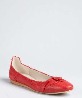 Balenciaga red leather Arena pinked ballet flats