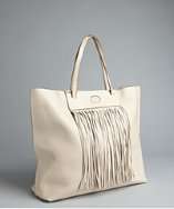 tod s shell leather fringe detail large tote