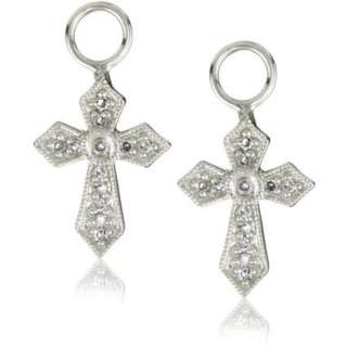 KC Designs Charmed Life Diamond 14k White Gold Cross Ear Charm 