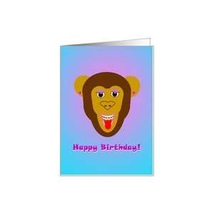     Smiling Monkey with Braces   purple and blue Card Toys & Games