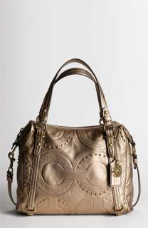 COACH EMBOSSED STUDDED LEATHER ALEXANDRA BAG  