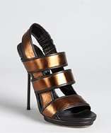 Gucci copper leather wide strap stiletto slingbacks style# 319259501