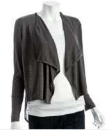 style #307333801 charcoal slub jersey waterfall fishtail cardigan