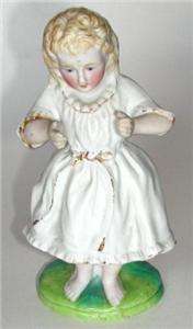 Vintage Bisque Figurine Young Blond Girl Victorian  