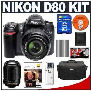  Nikon D80 10.2MP Digital SLR Camera with 18 55mm & 55 