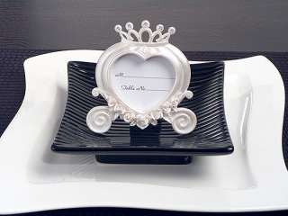 130 Pearl White Heart Shaped Wedding Coach Place Card Frames