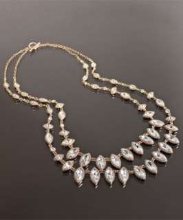 Nicole Miller gold marquise crystal double layer necklace   up 