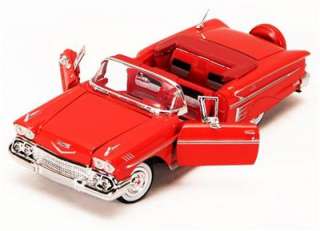 1958 Chevrolet Impala Convertible Diecast Model Car   Red   Motor Max 