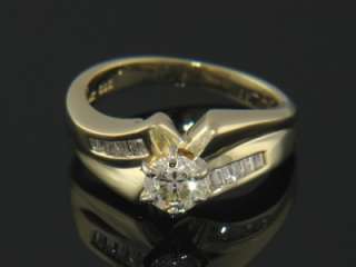 14K GOLD YG CHANNEL SET DIAMOND ENGAGEMENT RING JEWELRY  