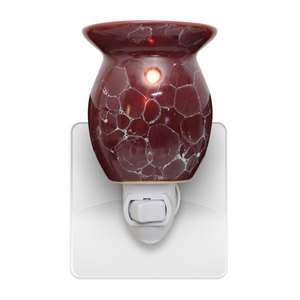 New Red Marbled Candle Warmer Scented Wax Tart Oil Lamp Plug In Burner 