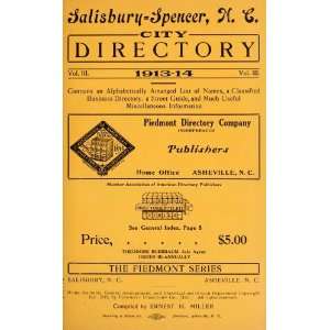  Salisbury Spencer, North Carolina City Directory Serial 
