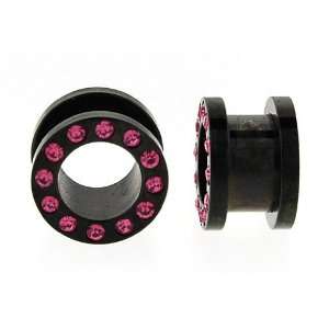  Black Anodized Stainless Steel Flesh Tunnel Plugs with 