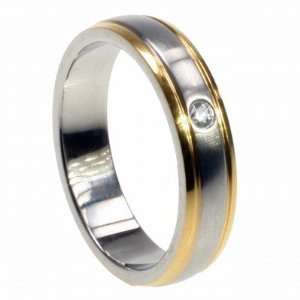  316L stainless steel anodized in gold color with one cubic 
