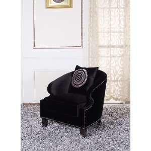   Contessa Black Club Chair With Naihead Accents
