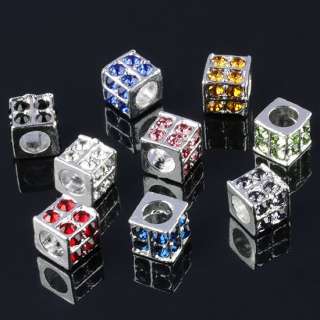 Hot Exquisite Cube Crystal Charm Beads Fit Chains 50pcs  