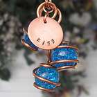   Copper Garden Art Glass Suncatcher Window Jewelry Stamped Metal Aqua