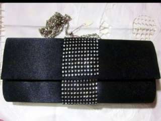 NEW BLACK DRESSY FASHION Crystal Sparkle Clutch Evening Handbag Purse 