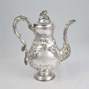  Coffee Pot, Silverplate Chased Grapes