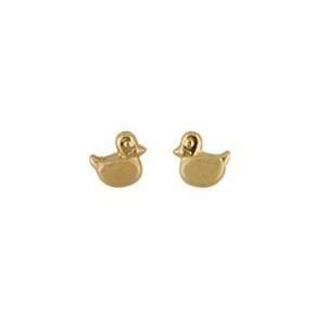  18K Yellow Gold Duck Screwback Earrings Jewelry