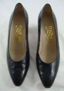   Ferragamo Alligator Embossed Leather Womens Italian Shoes 6.5  