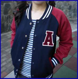 Womens New Baseball Jacket (size XS,S,M/Navy&Dark Red)  