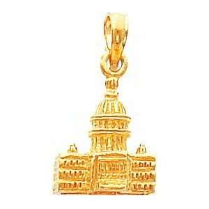  14K Gold 3D Capitol Building Charm Jewelry