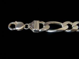   Heavy .925 Italy Sterling Silver 9 1/4 53 Gram Figaro Bracelet  