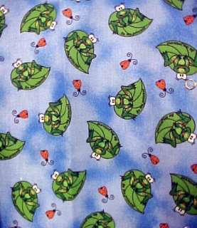 Scrub Jacket Warmup Frog Lady Bug Lily Pad Print L New  