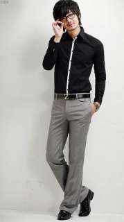 Mens Stylish Casual Slim Trousers Suit Pants Black/Gray 29 33  