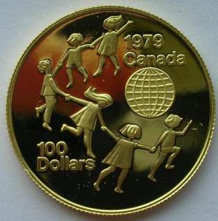 Canada 1979 Year of Child 100 Dollars Gold Coin,Proof  