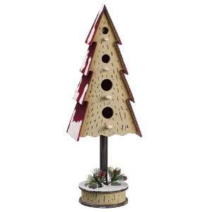  15.75hx5.5w Christmas Tree Birdhouse Natural Red (Pack 